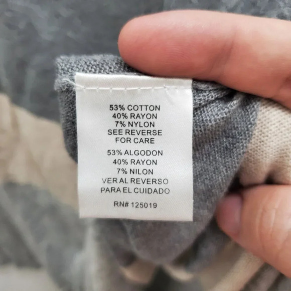 Joseph A Women's Gray Cream Colorblock Soft Knit Asymmetrical LS Knit‎ Top Sz S - Picture 7 of 8